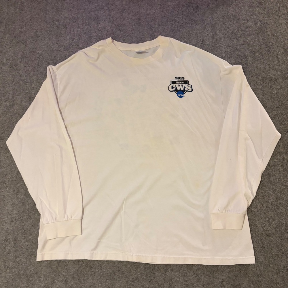 Tri-Lake Inc Long Sleeve Shirt Mens XXL 2013 NCAA CWS Road To Omaha White Y2K